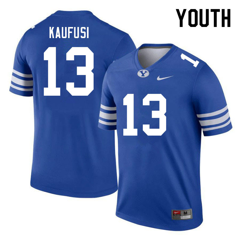 Youth #13 Jackson Kaufusi BYU Cougars College Football Jerseys Sale-Royal